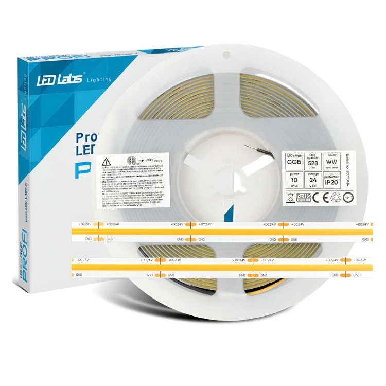 Taśma LED 24V COB 50W 5m Barwa Ciepła 3000K 2640LED Bezpunktowa Premium