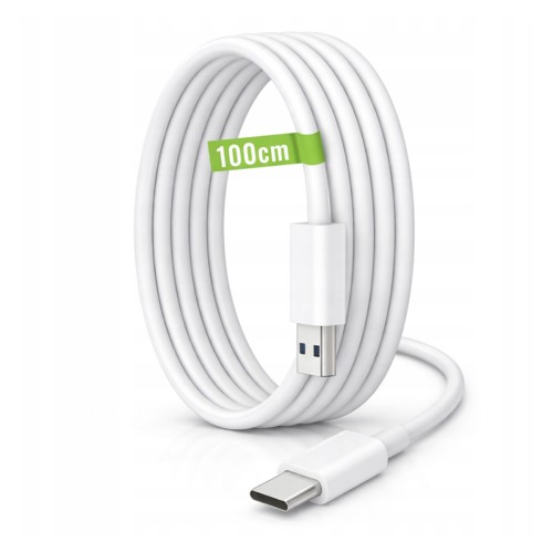 Kabel 1m USB-A - USB-C 20W Sieciowy Biały Do Ładowania Przesyłania Danych