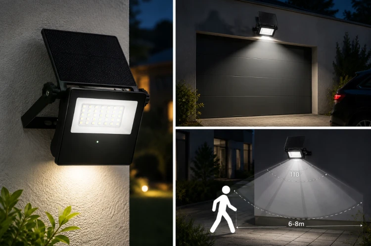 Lampa solarna LED Naświetlacz Mikrofalowy CZUJNIK RUCHU ZEWNĘTRZNA Haloge