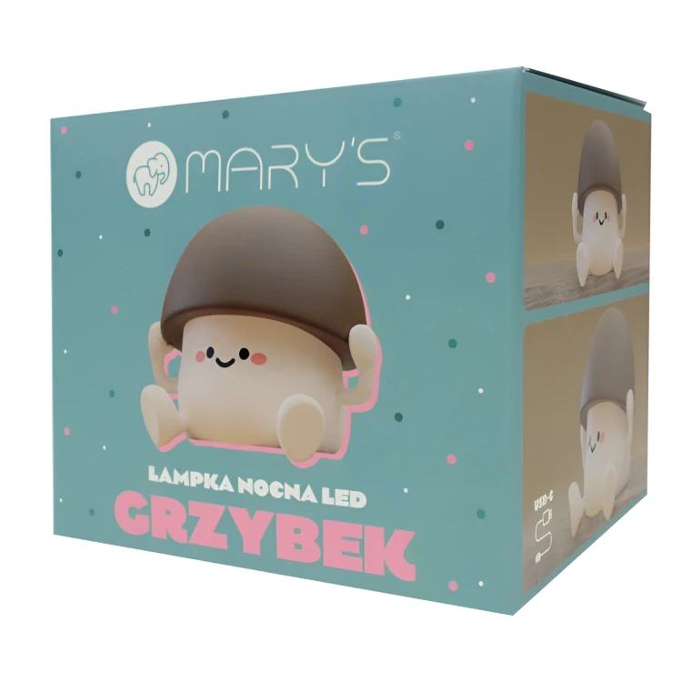 Lampka Nocna LED Dla Dzieci GRZYBEK Do Zasypiania Silikonowa MARY'S