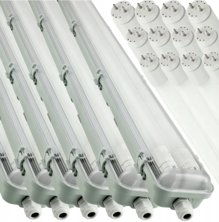 6x Oprawa Hermetyczna LED 120cm z Odbłyśnikiem + Świetlówki LED Do Garażu