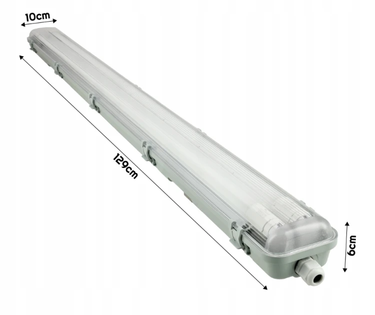 6x Oprawa Hermetyczna LED 120cm z Odbłyśnikiem + Świetlówki LED Do Garażu