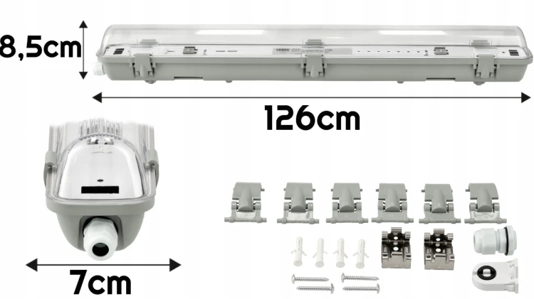 Oprawa Hermetyczna LED 1x120 Blacha Natynkowa + Świetlówka Tuba LED Zestaw