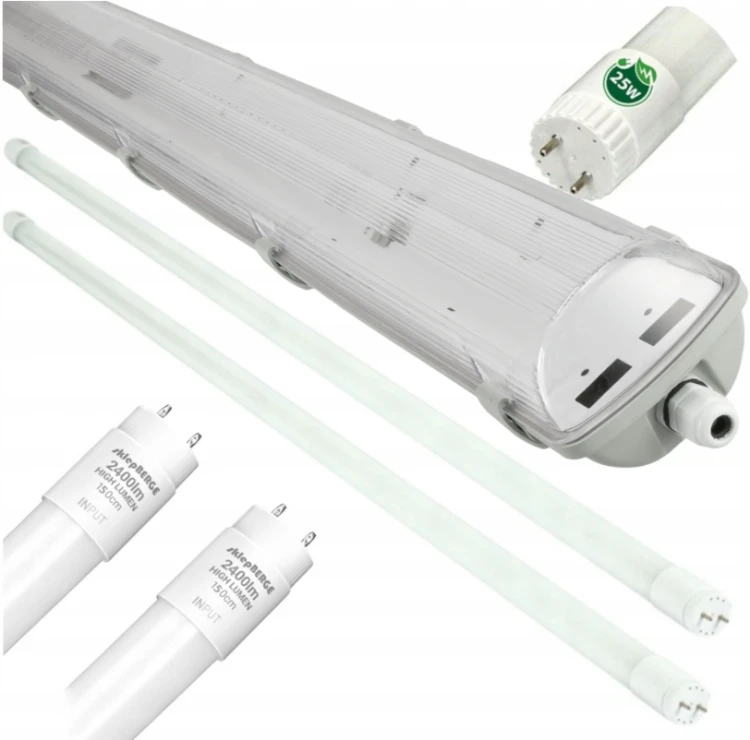 Oprawa Hermetyczna z Odbłyśnikiem 150cm do Garażu + 2x Świetlówki LED MOCNE