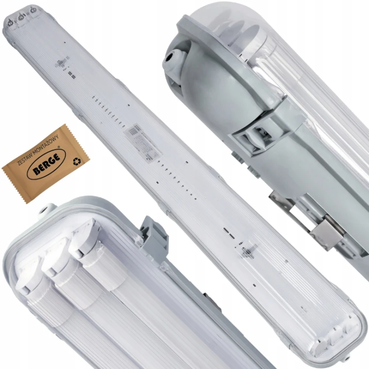 LAMPA DO GARAŻU MOCNA 120CM 54W 8640LM 6500K OPRAWA HERMETYCZNA ZESTAW TUBY