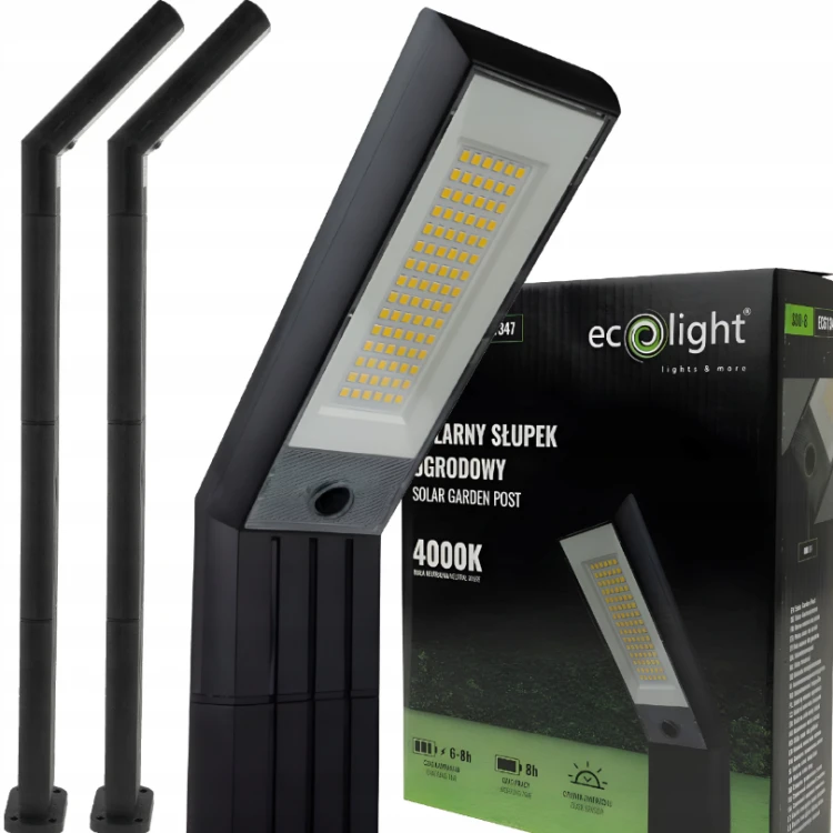 2x Lampa Solarna Ogrodowa LED Wbijana Słupek Czujnik Zmierzchu 4000K Ogród