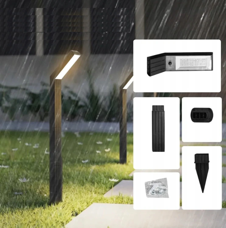 4x Lampa Solarna Ogrodowa LED Wbijana Słupek Czujnik Zmierzchu 4000K Ogród