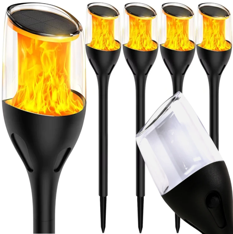 4x Lampa Solarna LED LATARNIA POCHODNIA WBIJANA Płomień 65cm Mocna PREMIUM