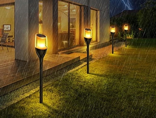4x Lampa Solarna LED LATARNIA POCHODNIA WBIJANA Płomień 65cm Mocna PREMIUM