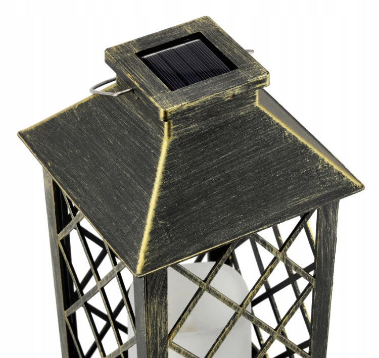 2x Latarenka Ogrodowa LED Solarna Lampion Latarnia Znicz Brazowa 2V 35MA