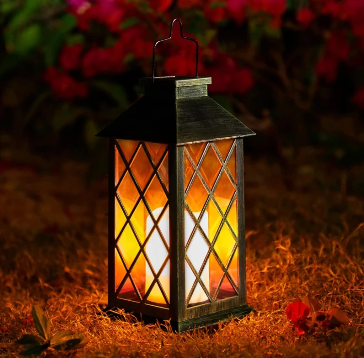 2x Latarenka Ogrodowa LED Solarna Lampion Latarnia Znicz Brazowa 2V 35MA