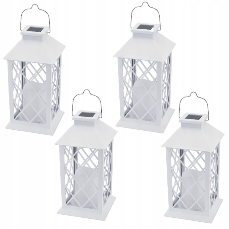 4x Latarenki Ogrodowe LED Solarne Lampioy Latarnie Znicz Biała 2V 35MA