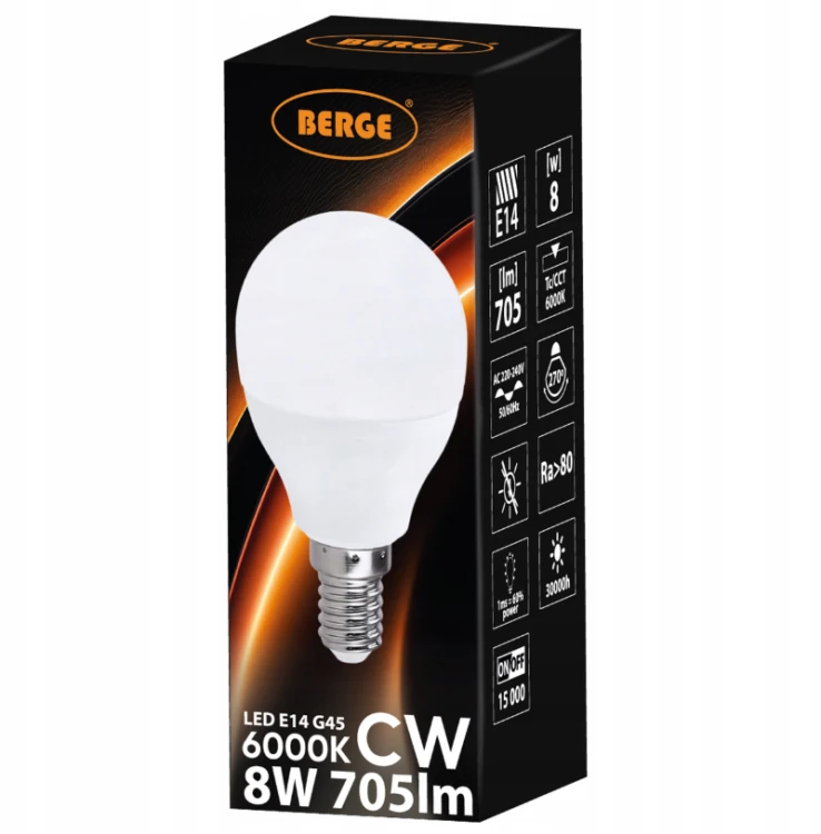 Żarówka LED G45 E14 8W 705lm Barwa Biała Zimna 6000K 10x Zestaw