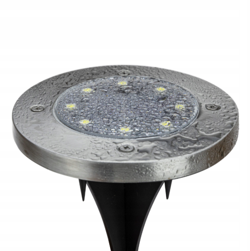 Zestaw Lampa Solarna LED Najazdowa Ogrodowa Okrągła Srebrna