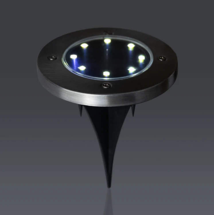 Zestaw Lampa Solarna LED Najazdowa Ogrodowa Okrągła Srebrna