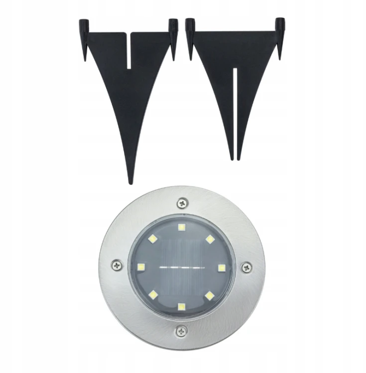 Zestaw Lampa Solarna LED Najazdowa Ogrodowa Okrągła Srebrna