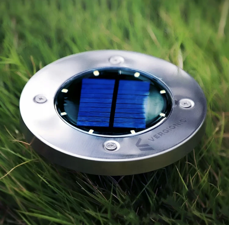 Zestaw Lampa Solarna LED Najazdowa Ogrodowa Okrągła Srebrna