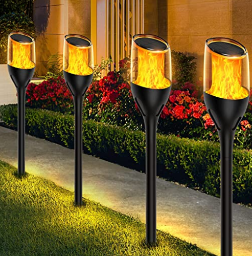 12x Lampa Solarna LED LATARNIA POCHODNIA WBIJANA Płomień 65cm Mocna PREMIUM