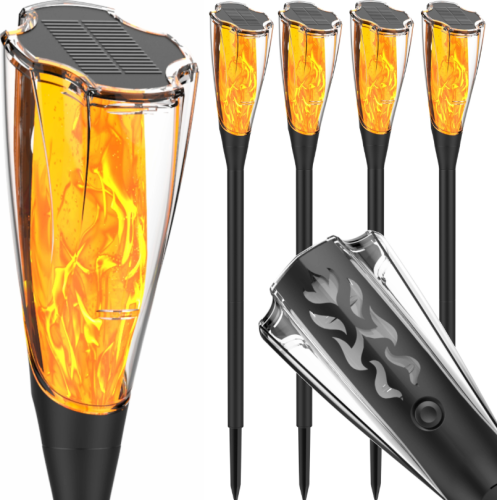 Słupek Solarny LED 4x Lampa wbijana pochodnia efekt ruchomego płomienia