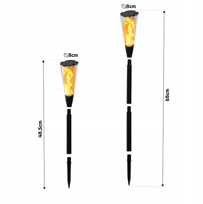 Słupek Solarny LED 4x Lampa wbijana pochodnia efekt ruchomego płomienia