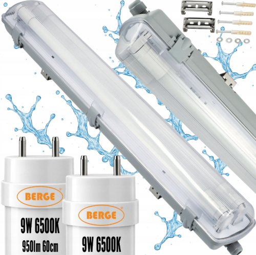 Lampa LED Oprawa Hermetyczna 60cm 18W 1900lm 6500K Do Garażu Z Blachą