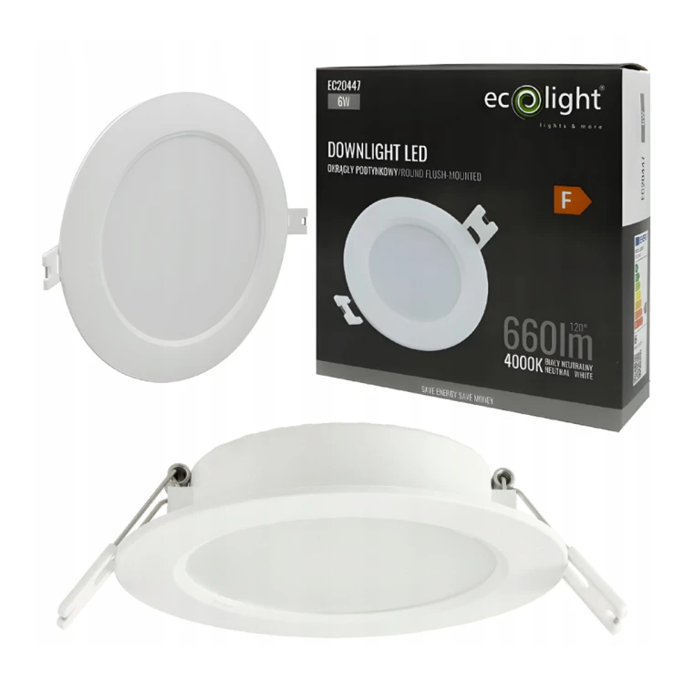 Oczko Sufitowe LED Oprawka Wpuszczana Podtynkowa Okrągła 6W 4000K Neutralne