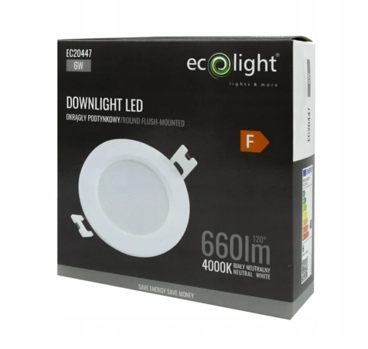 Oczko Sufitowe LED Oprawka Wpuszczana Podtynkowa Okrągła 6W 4000K Neutralne