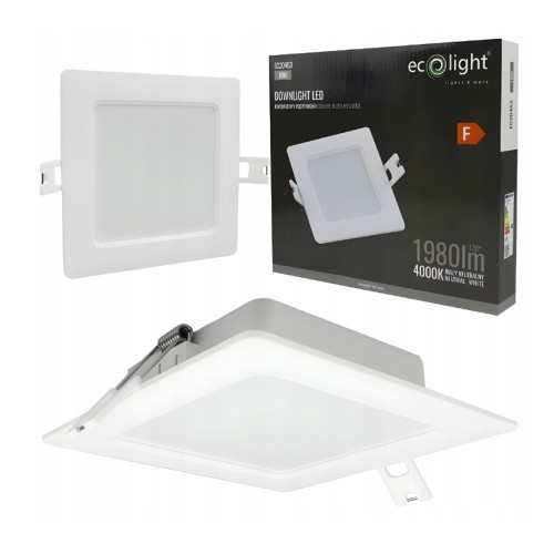 Oprawa Sufitowa LED Lampa Podtynkowa Kwadratowa 18W 4000K Neutralne Biała