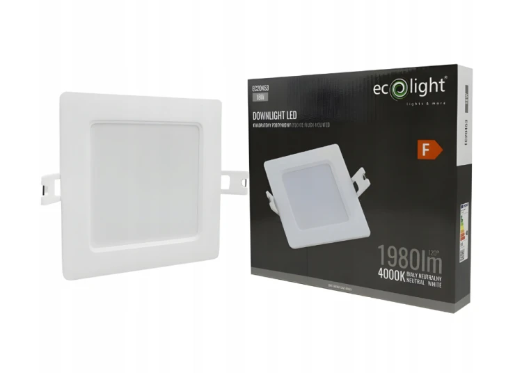Oprawa Sufitowa LED Lampa Podtynkowa Kwadratowa 18W 4000K Neutralne Biała
