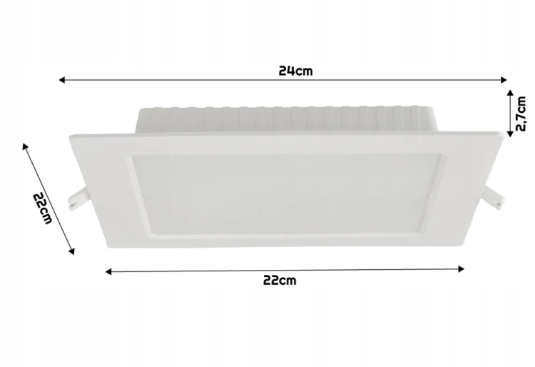 Oprawa Sufitowa LED Lampa Podtynkowa Kwadratowa 18W 4000K Neutralne Biała