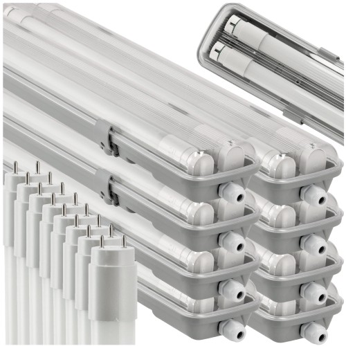 8X Oprawa Hermetyczna 60cm Lampa LED + Świetlówki LED Do Garażu Warsztatu