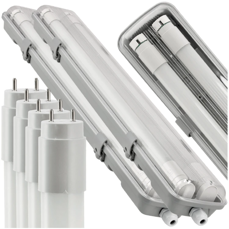 2X Oprawa Hermetyczna LED 60cm Lampa + Świetlówki Tuby Do Warsztatu Garażu