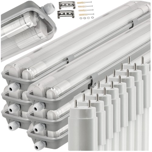 6x Oprawa Hermetyczna Lampa 60cm + 2x Świetlówki LED Do Garażu 6000K Zestaw