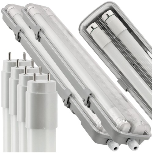 2x Oprawa Hermetyczna Lampa 60cm + 2x Świetlówki LED Do Garażu 6000K Zestaw