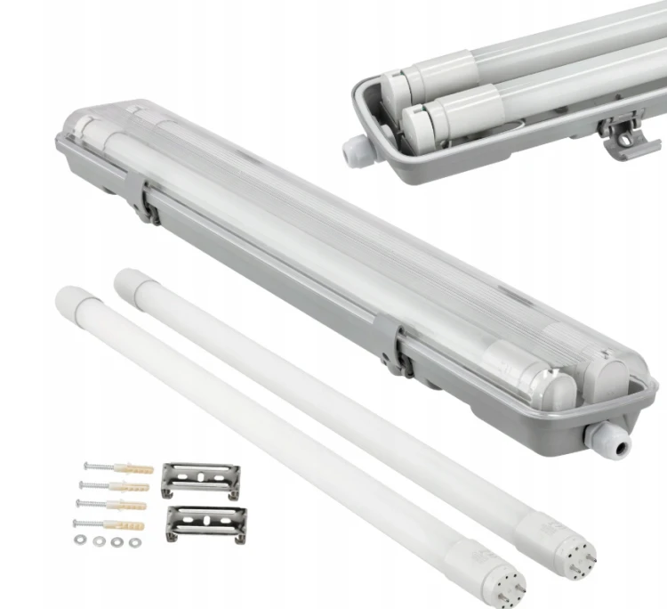 8X Oprawa Hermetyczna 60cm Lampa LED + Świetlówki LED Do Garażu Warsztatu