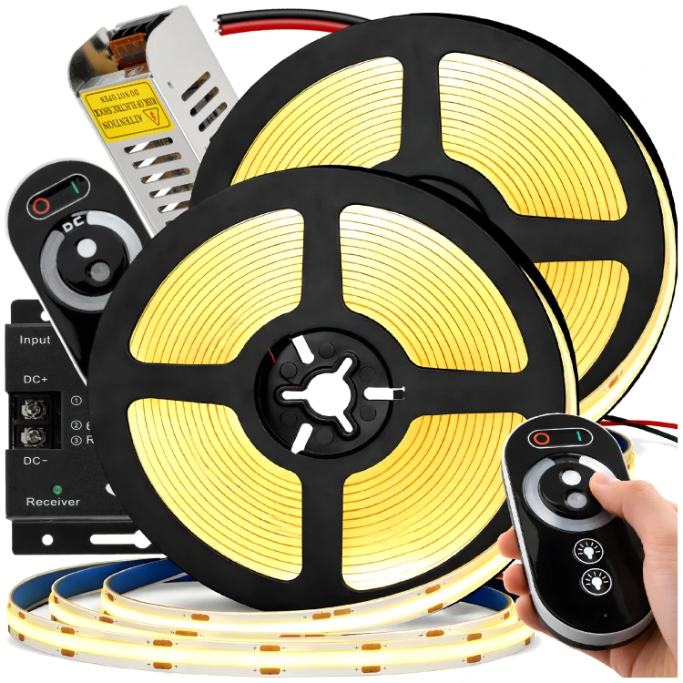 Zestaw Taśma LED Neon COB 12V 10m 120W MOCNE JASNE ŚWIATŁO ZASILACZ PILOT
