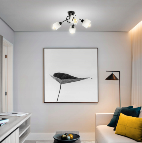 Lampa Sufitowa Wisząca LED Loft Kręcona Szklany Mleczny 4xE27 Do Pokoj
