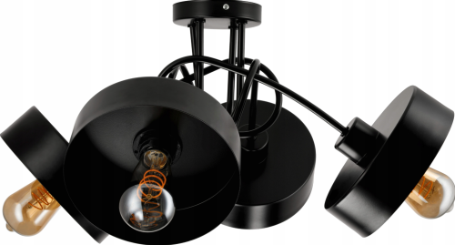 Lampa Sufitowa Żyrandol LED 4xE27 LOFT Zwijana Czarna Kubek Średni