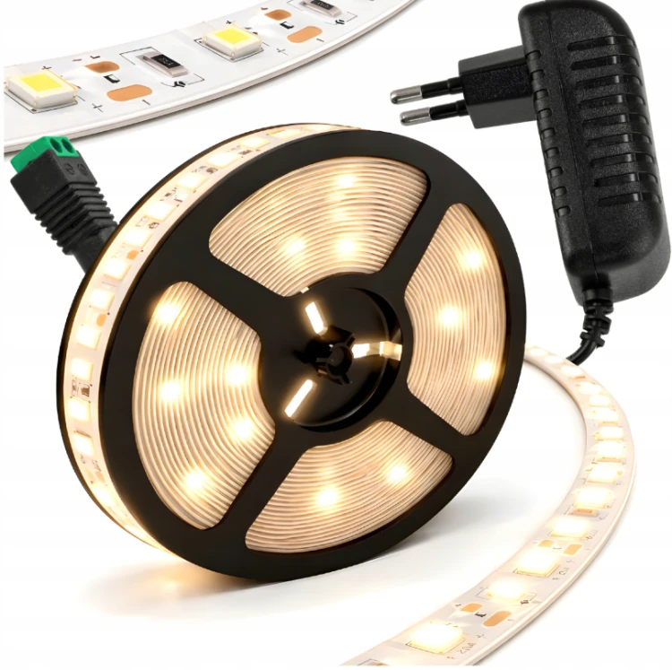 Taśma LED 24W 5m SMD 1500LM JASNE ŚWIATŁO ZASILACZ SZYBKIE POŁĄCZENIE
