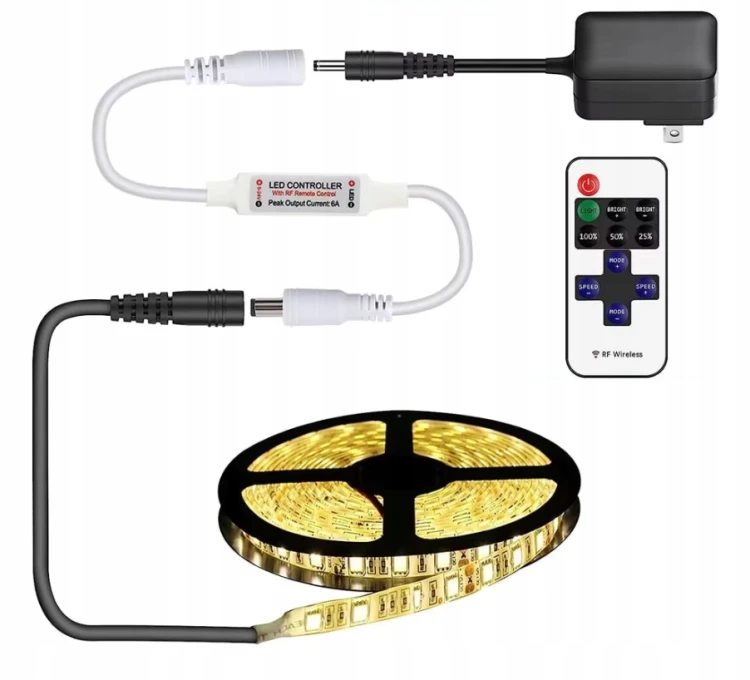 Taśma LED 5m 12V 24W + Ściemniacz Pilot Zasilacz ZESTAW Do Podświetlenia