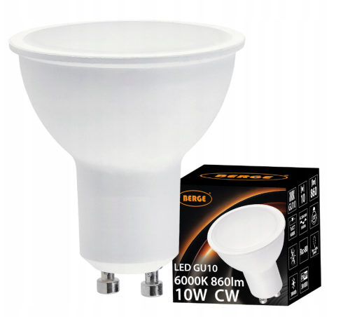 Żarówka LED GU10 10W Barwa Zimna Dzienna Energooszczędna Wysoka Jakość