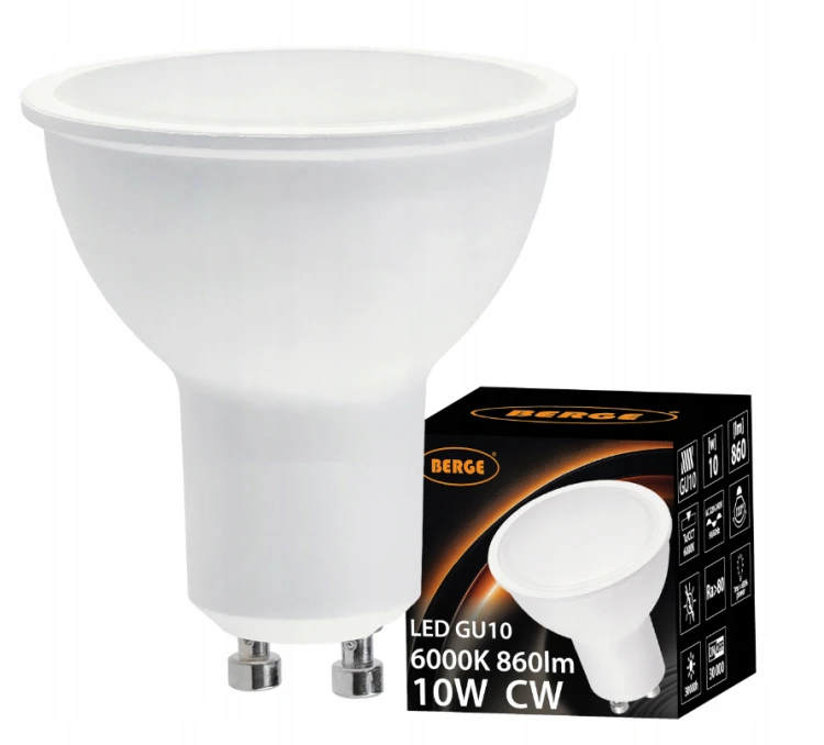 Żarówka LED GU10 10W Barwa Zimna Dzienna Energooszczędna Wysoka Jakość