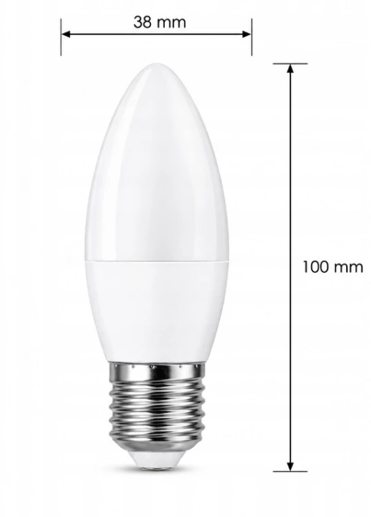 Żarówka LED E27 7W = 60W ŚWIECZKA C37 Barwa Neutralna 4000K Energooszczędna