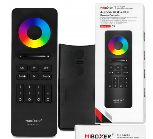 MiBoxer C5 Pilot LED RGB+CCT 4-strefowy 2.4GHz Kolor + Biała Barwa Czarny