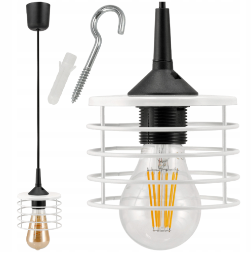 LAMPA WISZĄCA SUFITOWA ŻYRANDOL LED E27 REGULOWANA 0-100cm ALUMINIOWY KLOSZ