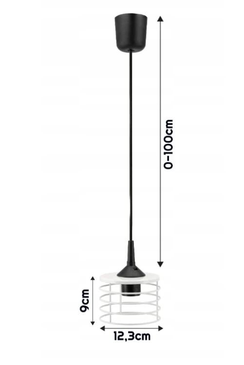 LAMPA WISZĄCA SUFITOWA ŻYRANDOL LED E27 REGULOWANA 0-100cm ALUMINIOWY KLOSZ