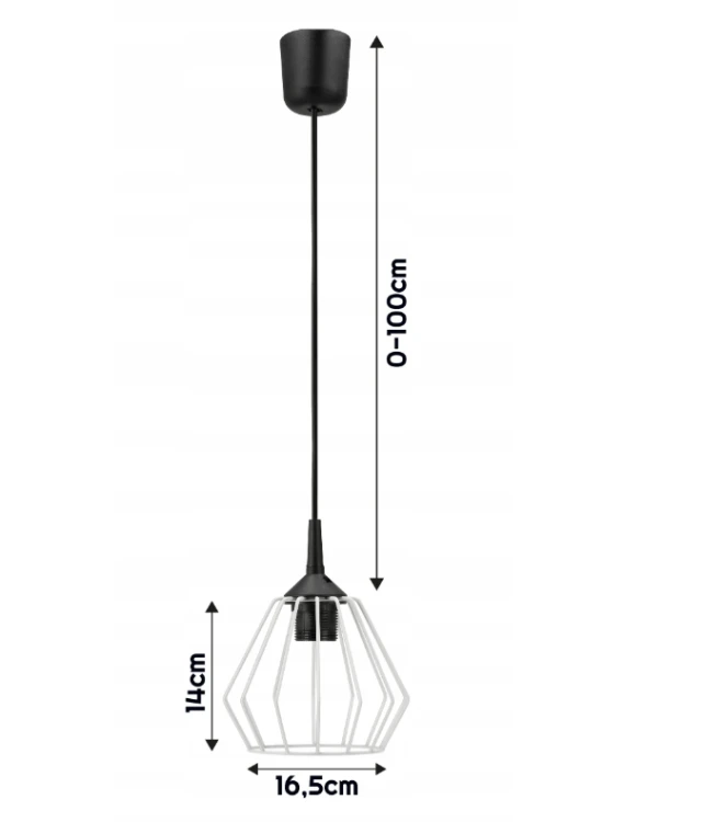 LAMPA WISZĄCA SUFITOWA ŻYRANDOL LED E27 REGULOWANA 0-100cm ALUMINIOWY KLOSZ