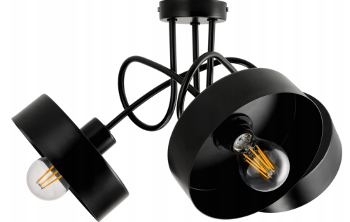 Lampa Sufitowa Żyrandol LED 3xE27 LOFT Zwijana Czarna Kubek Średni