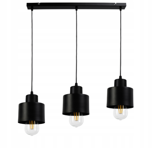 LAMPA WISZĄCA SUFITOWA BELKA CZARNY KUBEK 3XE27