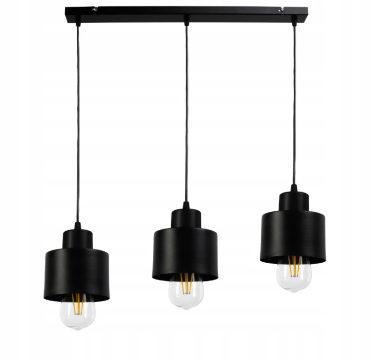 LAMPA WISZĄCA SUFITOWA BELKA CZARNY KUBEK 3XE27